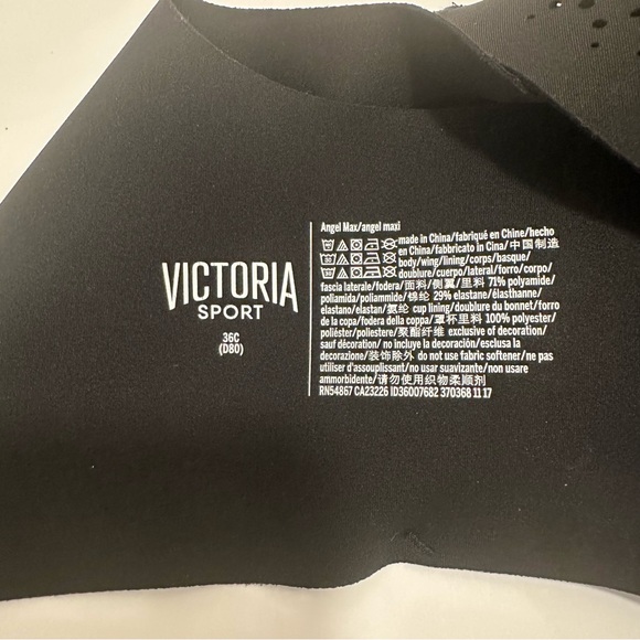 Victoria Sport Black Angel Athletic Bra Back Hook Size 36C - Picture 5 of 5
